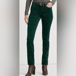 Ralph Lauren Black Label Stretch Mid Rise Straight Corduroy Pant Green Size 4